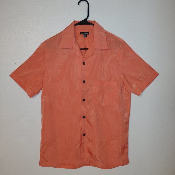 GEORGE - Beautiful floral print  button down shirt –Size 34 - 36 –Color Salmon. - Picture 3 of 6